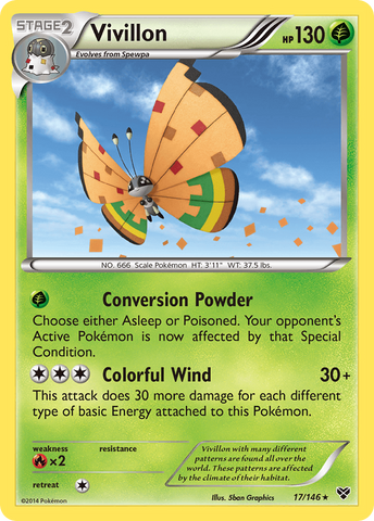 Vivillon (17/146) (High Plains Form/Orange Wings) [XY: Base Set] Reverse Holofoil
