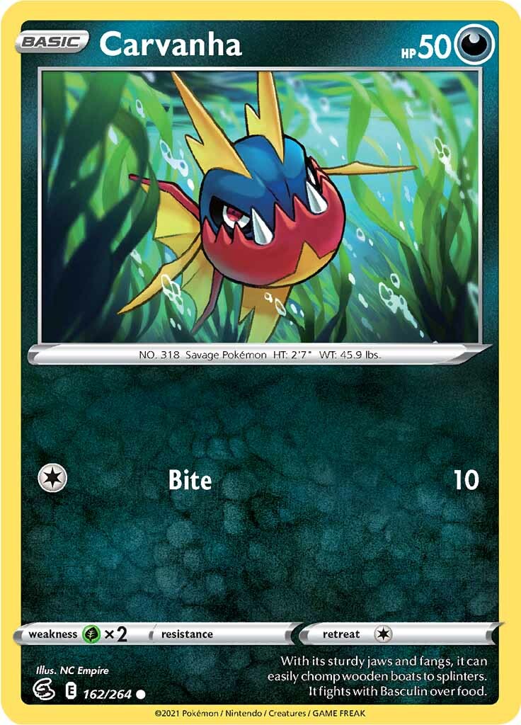 Carvanha (162/264) [Sword & Shield: Fusion Strike] Reverse Holofoil