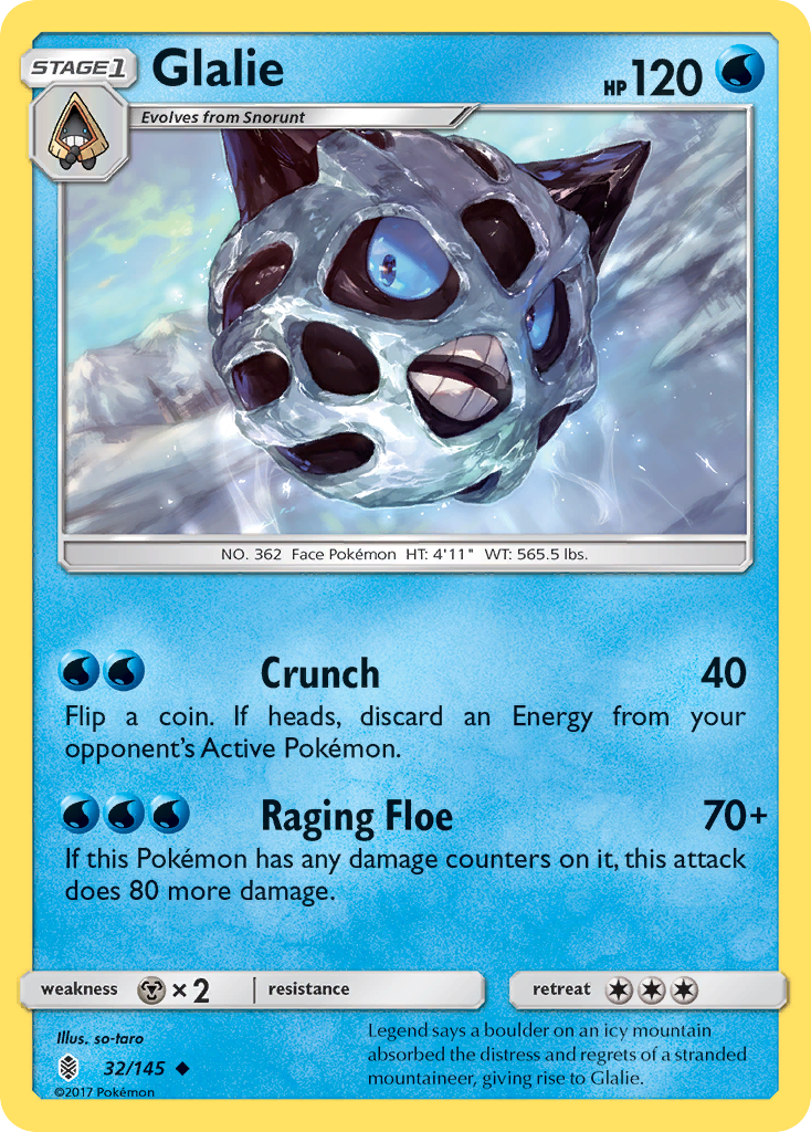 Glalie (32/145) [Sun & Moon: Guardians Rising] Reverse Holofoil