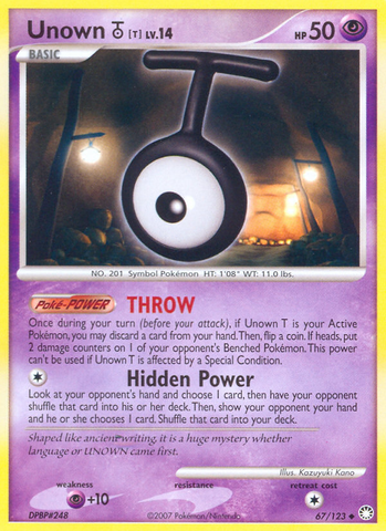 Unown T (67/123) [Diamond & Pearl: Mysterious Treasures] Reverse Holofoil