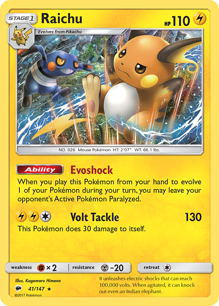 Raichu (41/147) [Sun & Moon: Burning Shadows] Reverse Holofoil