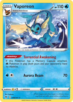 Vaporeon (030/185) [Sword & Shield: Vivid Voltage] Reverse Holofoil