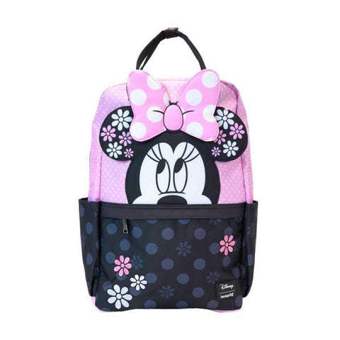 LOUNGEFLY DISNEY MINNIE FLOA/DOTS FULL NYLON BACKPACK