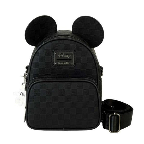 LOUNGEFLY DISNEY MICKEY EAR CONVERTIBLE CROSSBODY BLACK