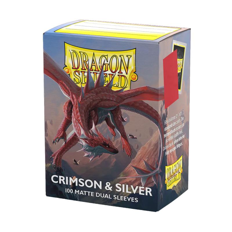 Dragon Shield - 100ct Standard Size - Crimson & Silver Matte Dual