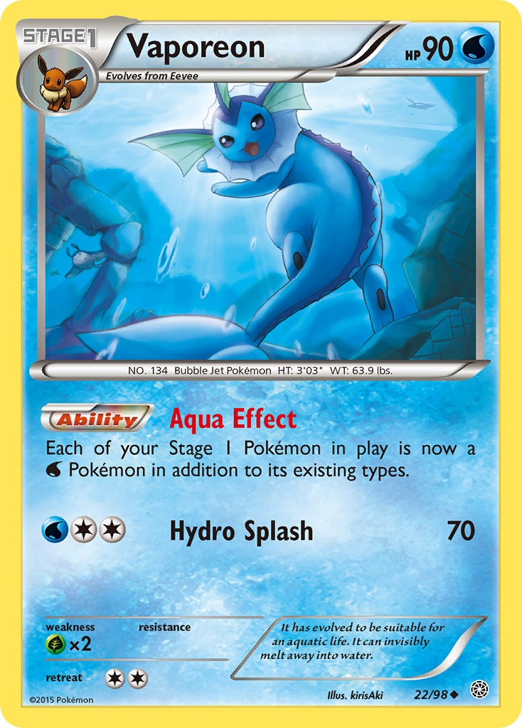 Vaporeon (22/98) [XY: Ancient Origins] Reverse Holofoil