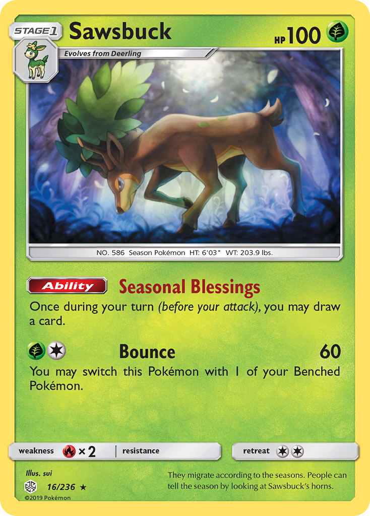 Sawsbuck (16/236) [Sun & Moon: Cosmic Eclipse] Reverse Holofoil