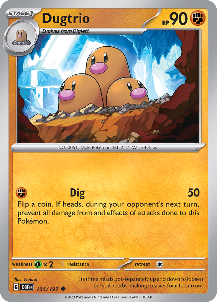 Dugtrio (104/197) [Scarlet & Violet: Obsidian Flames] Reverse Holofoil