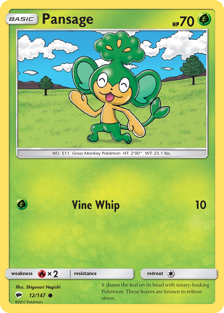 Pansage (12/147) [Sun & Moon: Burning Shadows] Reverse Holofoil