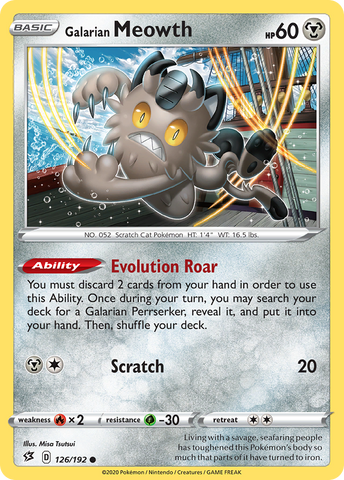 Galarian Meowth (126/192) [Sword & Shield: Rebel Clash] Reverse Holofoil