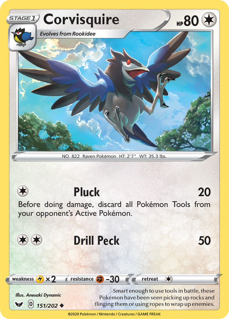 Corvisquire (151/202) [Sword & Shield: Base Set] Reverse Holofoil
