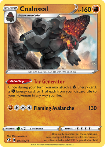 Coalossal (107/192) [Sword & Shield: Rebel Clash] Reverse Holofoil