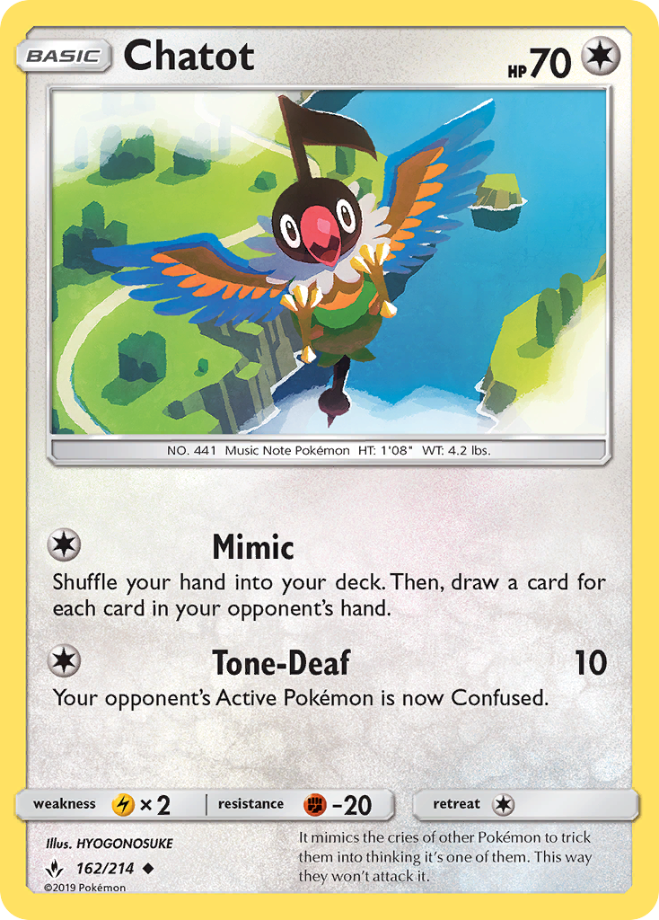 Chatot (162/214) [Sun & Moon: Unbroken Bonds] Reverse Holofoil