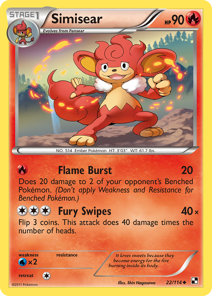 Simisear (22/114) [Black & White: Base Set] Reverse Holofoil