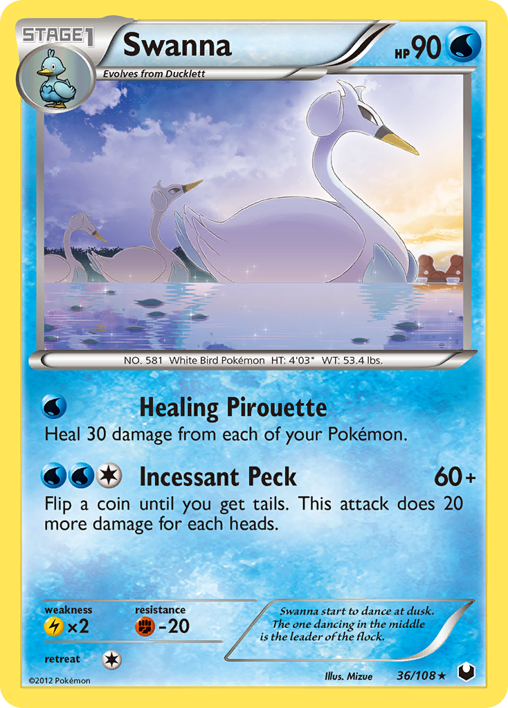 Swanna (36/108) [Black & White: Dark Explorers] Reverse Holofoil