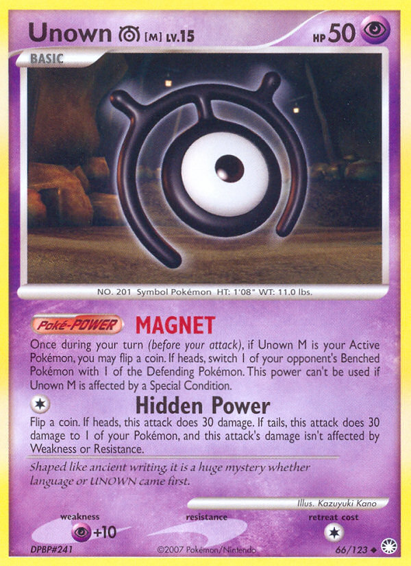 Unown M (66/123) [Diamond & Pearl: Mysterious Treasures] Reverse Holofoil