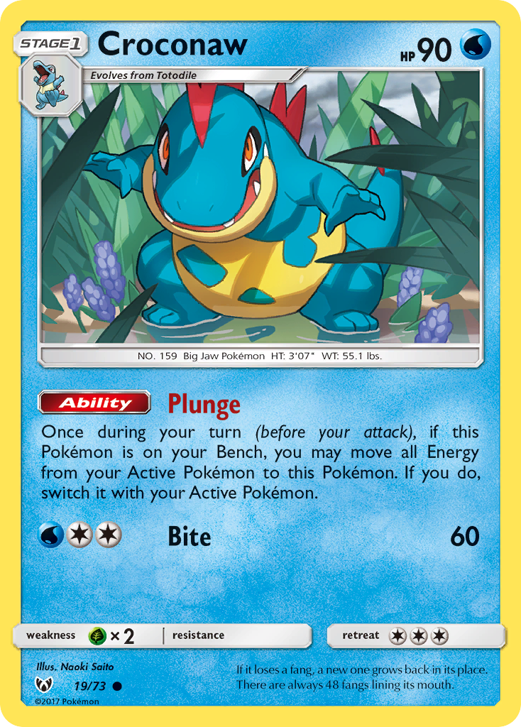 Croconaw (19/73) [Sun & Moon: Shining Legends] Reverse Holofoil