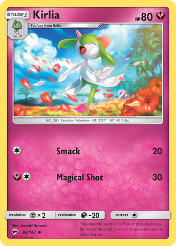 Kirlia (92/147) [Sun & Moon: Burning Shadows] Reverse Holofoil
