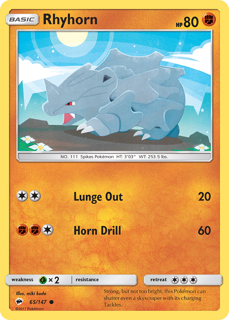 Rhyhorn (65/147) [Sun & Moon: Burning Shadows] Reverse Holofoil