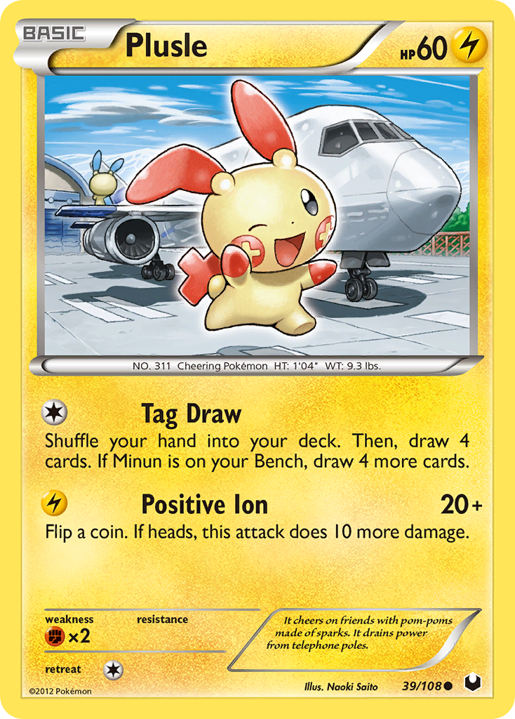 Plusle (39/108) [Black & White: Dark Explorers] Reverse Holofoil