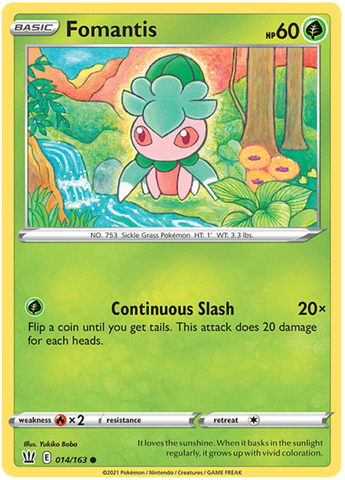 Fomantis (014/163) [Sword & Shield: Battle Styles] Reverse Holofoil