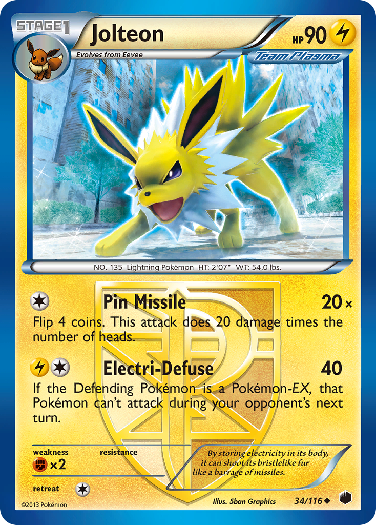 Jolteon (34/116) [Black & White: Plasma Freeze] Reverse Holofoil