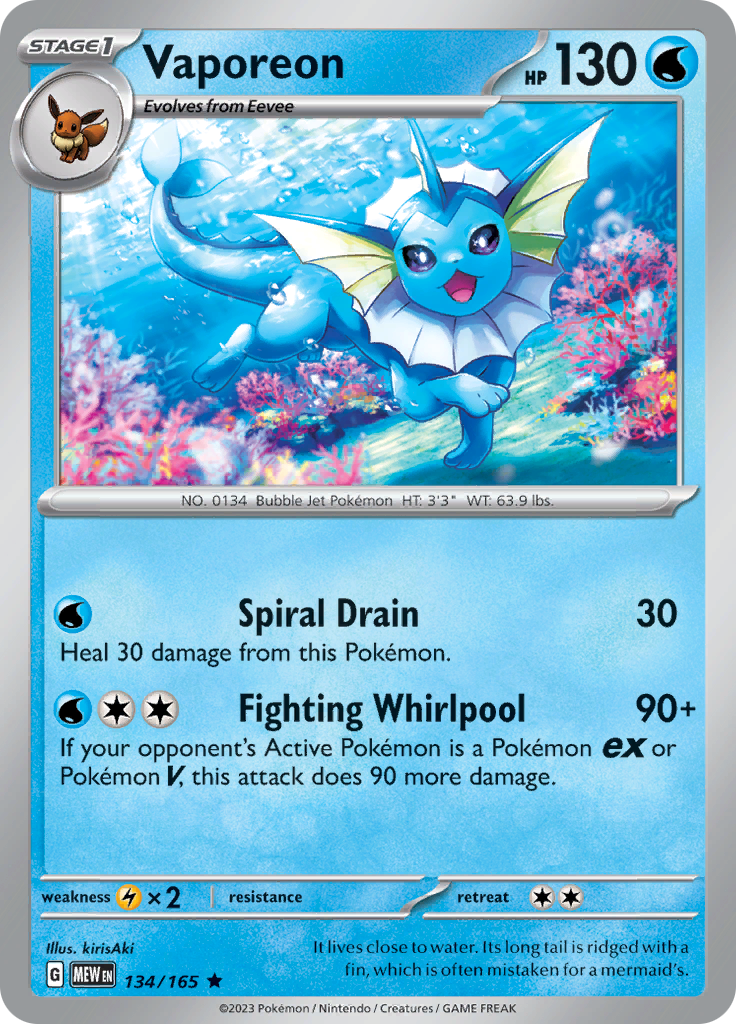 Vaporeon (134/165) [Scarlet & Violet 151] Reverse Holofoil