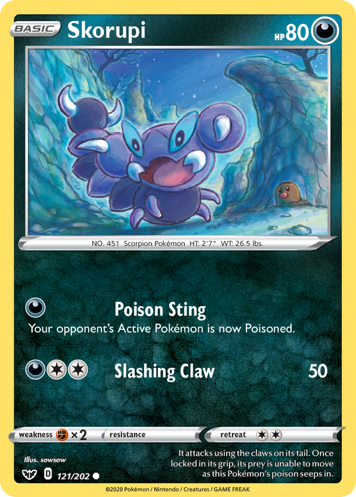 Skorupi (121/202) [Sword & Shield: Base Set] Reverse Holofoil