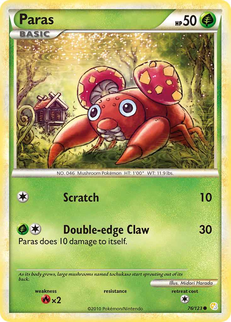 Paras (76/123) [HeartGold & SoulSilver: Base Set] Reverse Holofoil