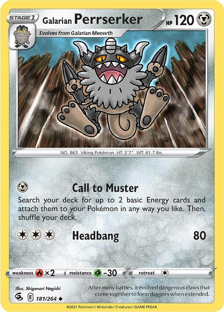 Galarian Perrserker (181/264) [Sword & Shield: Fusion Strike] Reverse Holofoil