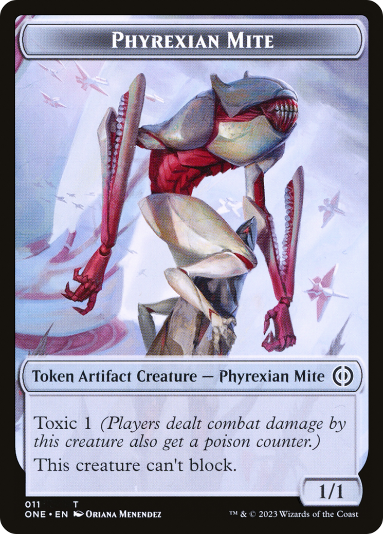 Phyrexian Mite (011) // Phyrexian Mite (012) Double-Sided Token [Phyrexia: All Will Be One Tokens] Foil