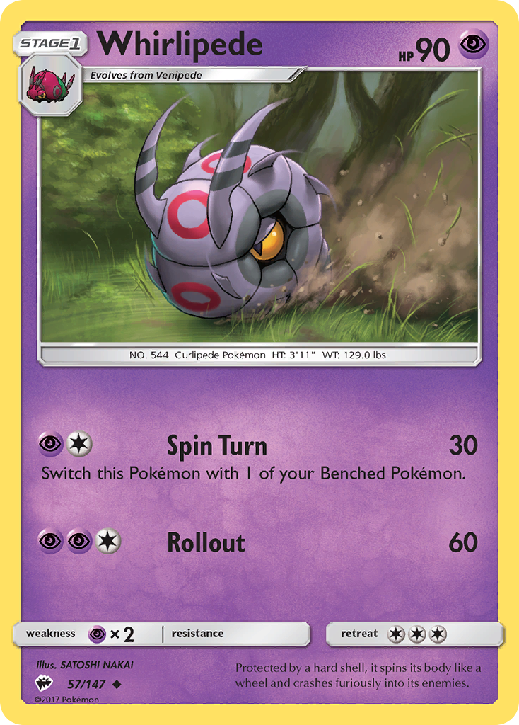 Whirlipede (57/147) [Sun & Moon: Burning Shadows] Reverse Holofoil