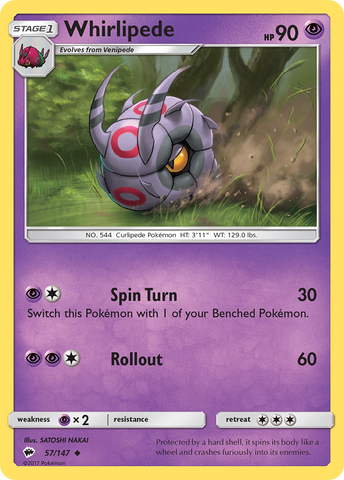 Whirlipede (57/147) [Sun & Moon: Burning Shadows] Reverse Holofoil