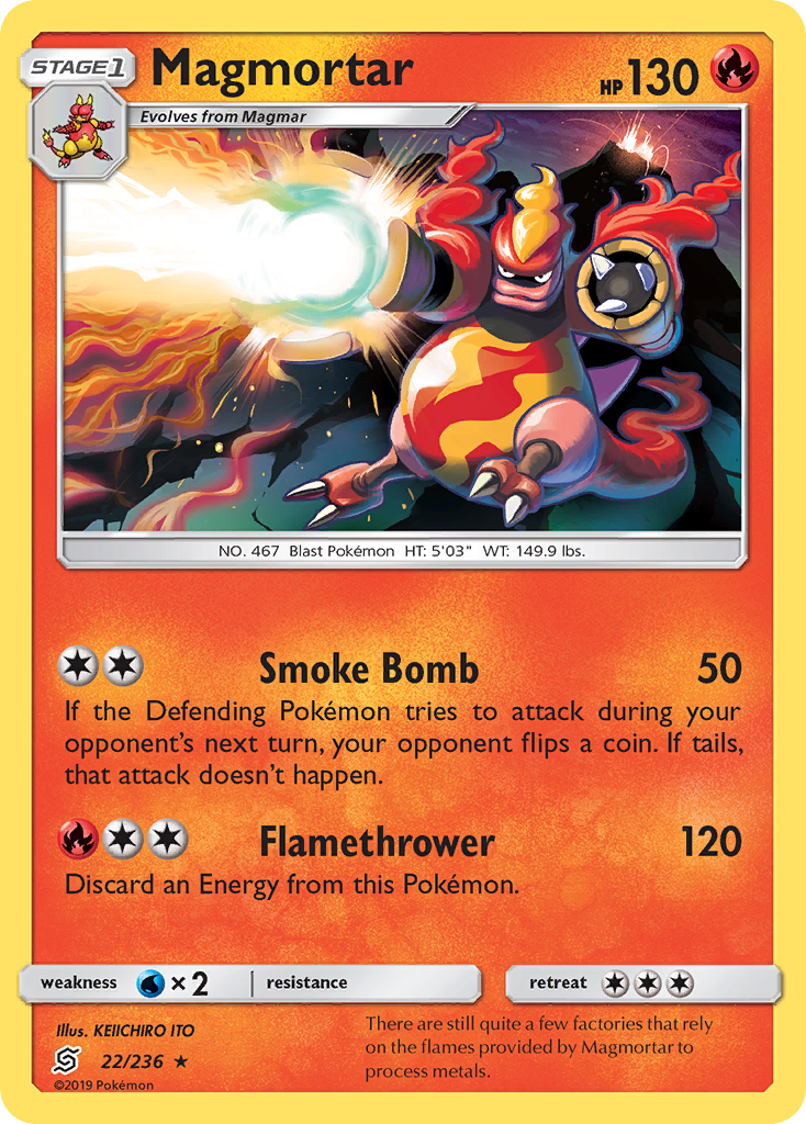 Magmortar (22/236) [Sun & Moon: Unified Minds] Reverse Holofoil