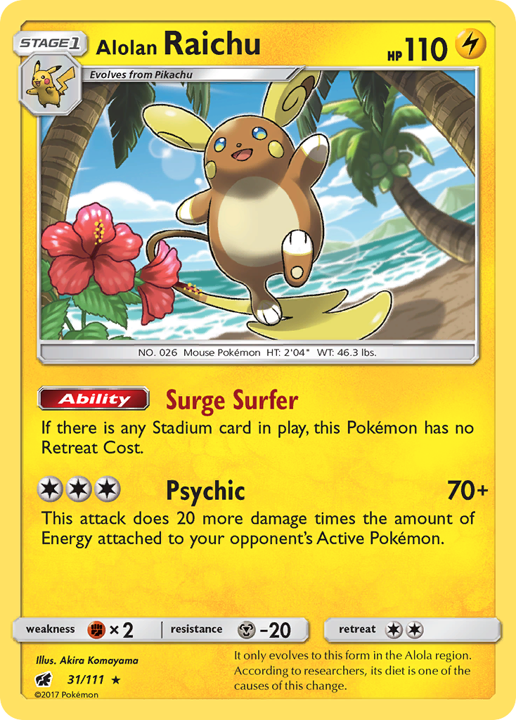 Alolan Raichu (31/111) [Sun & Moon: Crimson Invasion] Reverse Holofoil