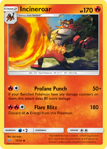 Incineroar (17/73) [Sun & Moon: Shining Legends] Reverse Holofoil