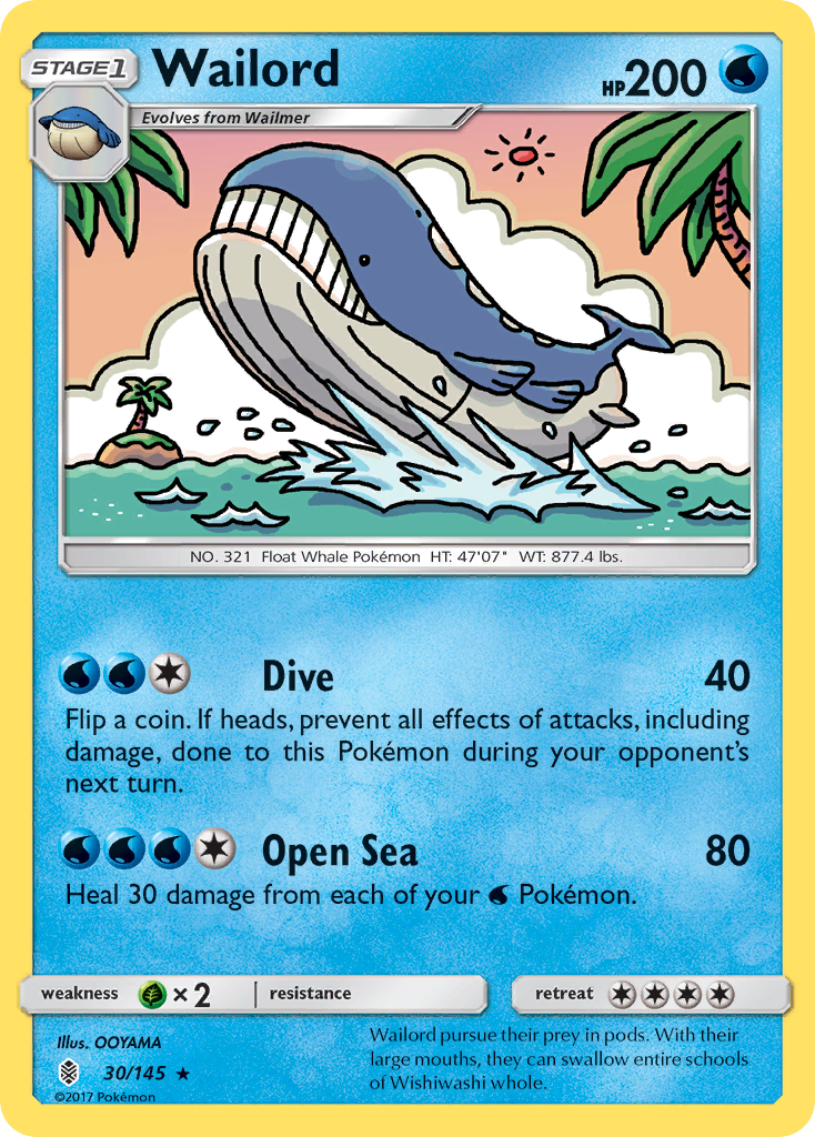 Wailord (30/145) [Sun & Moon: Guardians Rising] Reverse Holofoil