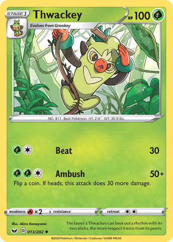 Thwackey (013/202) [Sword & Shield: Base Set] Reverse Holofoil