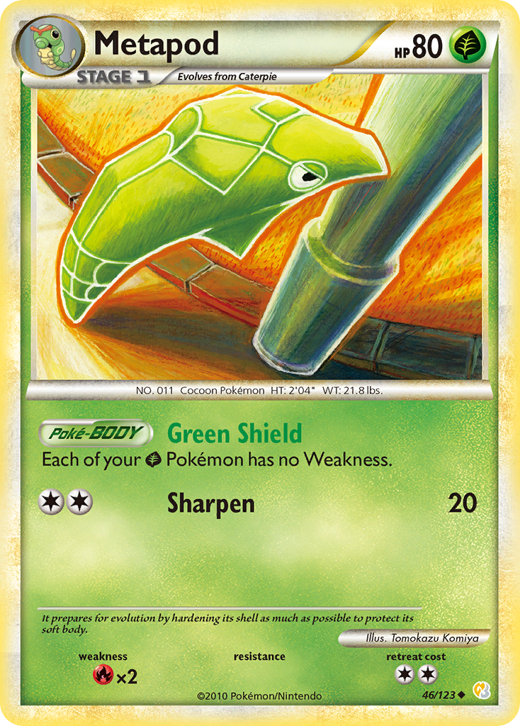 Metapod (46/123) [HeartGold & SoulSilver: Base Set] Reverse Holofoil