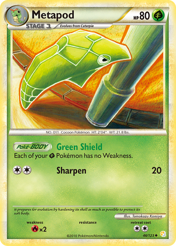 Metapod (46/123) [HeartGold & SoulSilver: Base Set] Reverse Holofoil