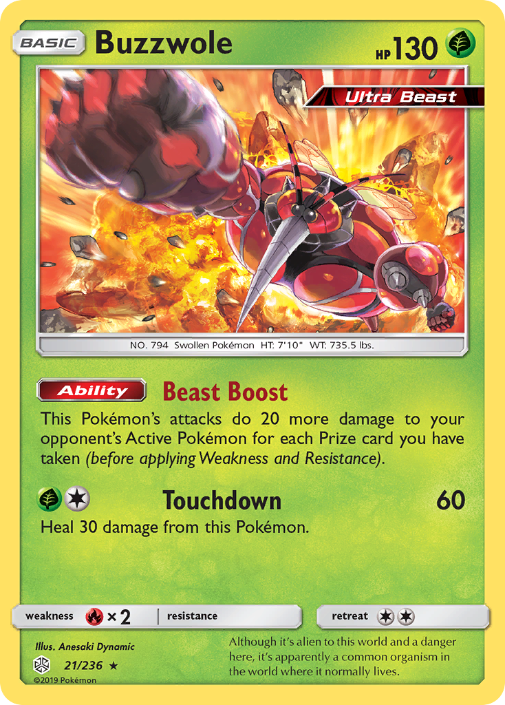Buzzwole (21/236) [Sun & Moon: Cosmic Eclipse] Reverse Holofoil