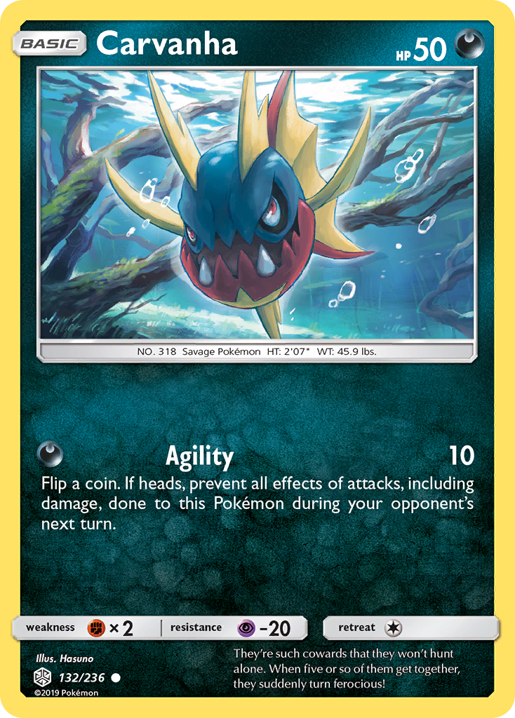 Carvanha (132/236) [Sun & Moon: Cosmic Eclipse] Reverse Holofoil