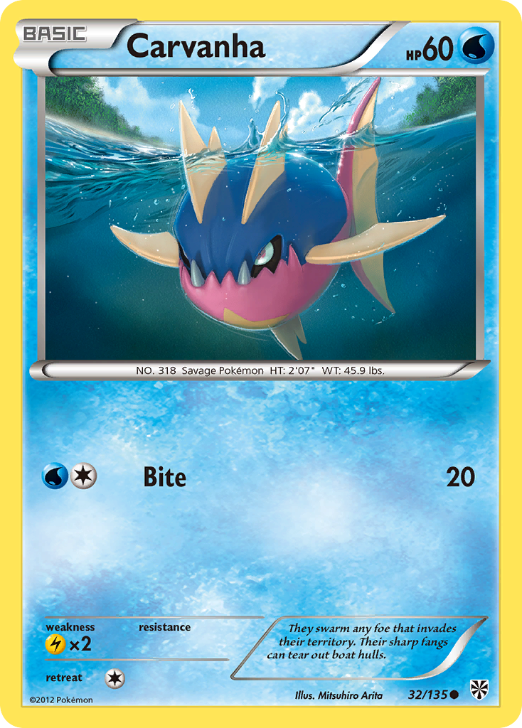 Carvanha (32/135) [Black & White: Plasma Storm] Reverse Holofoil