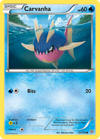 Carvanha (32/135) [Black & White: Plasma Storm] Reverse Holofoil