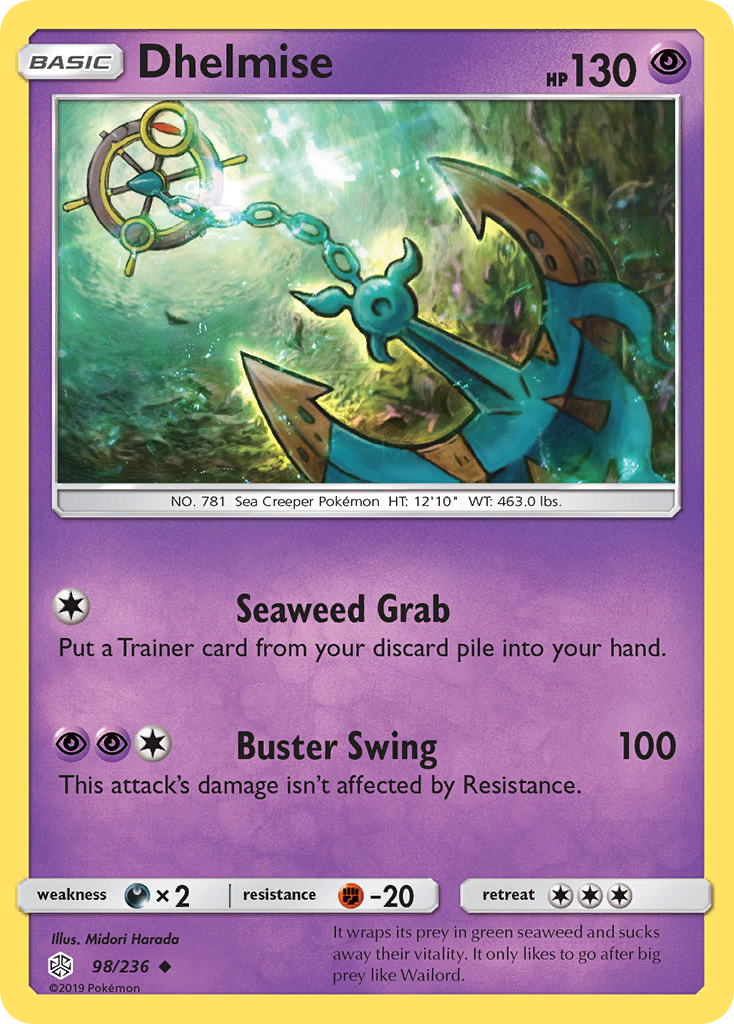 Dhelmise (98/236) [Sun & Moon: Cosmic Eclipse] Reverse Holofoil