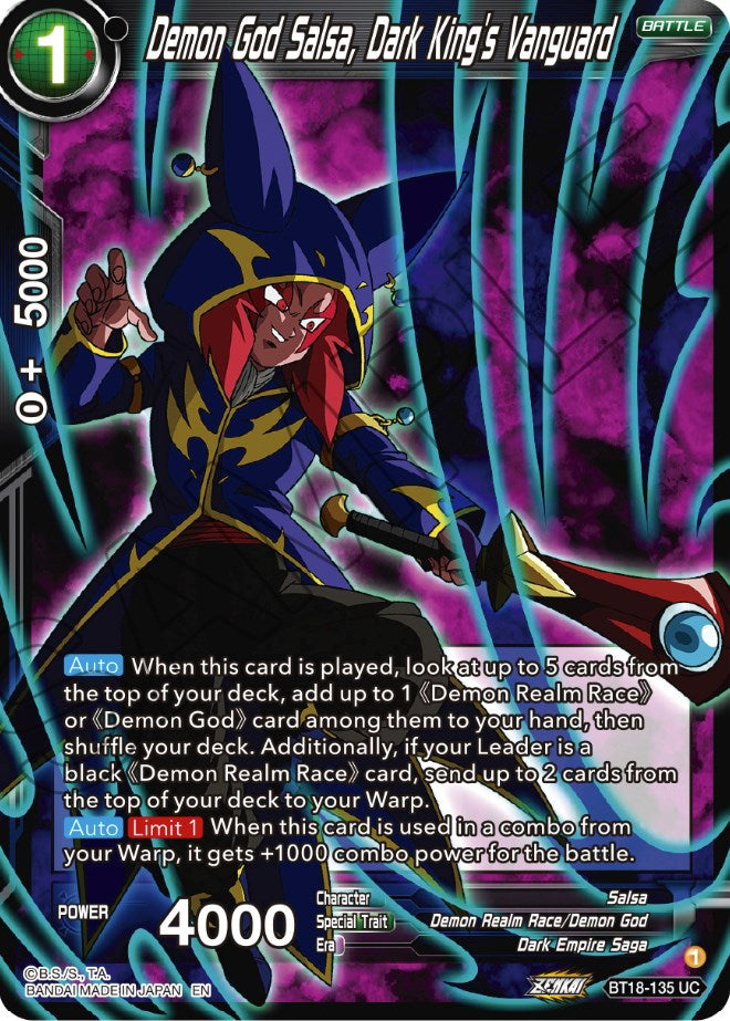 Demon God Salsa, Dark King's Vanguard (BT18-135) [Dawn of the Z-Legends] Parallel Foil
