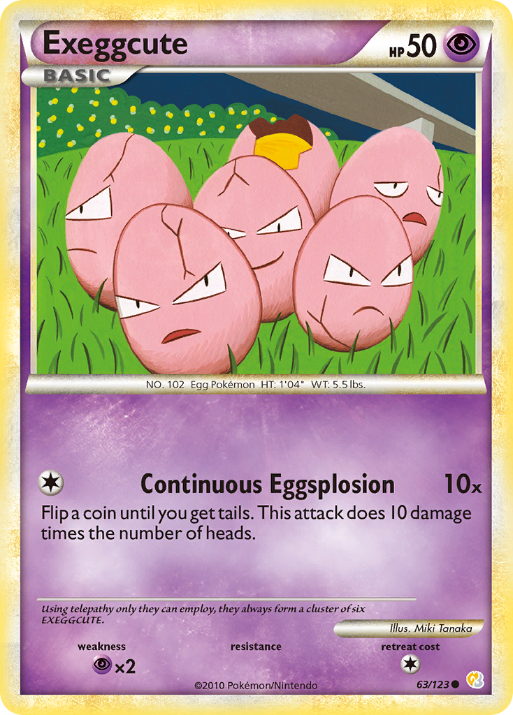 Exeggcute (63/123) [HeartGold & SoulSilver: Base Set] Reverse Holofoil