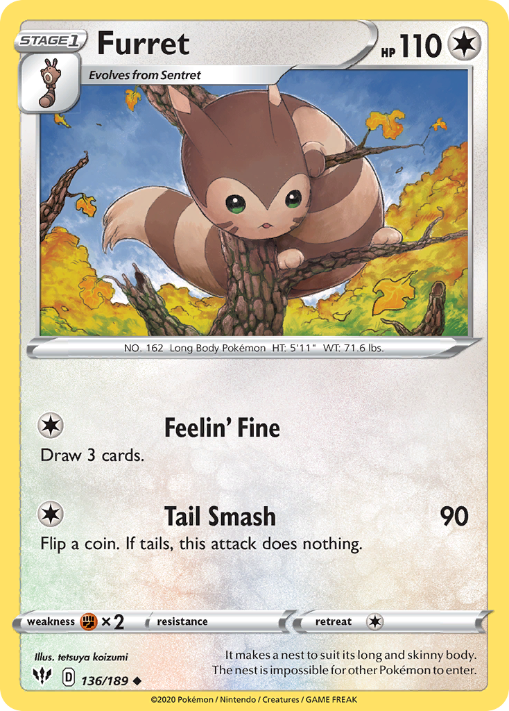 Furret (136/189) [Sword & Shield: Darkness Ablaze] Reverse Holofoil