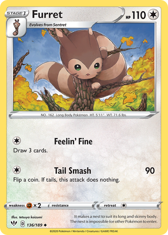Furret (136/189) [Sword & Shield: Darkness Ablaze] Reverse Holofoil