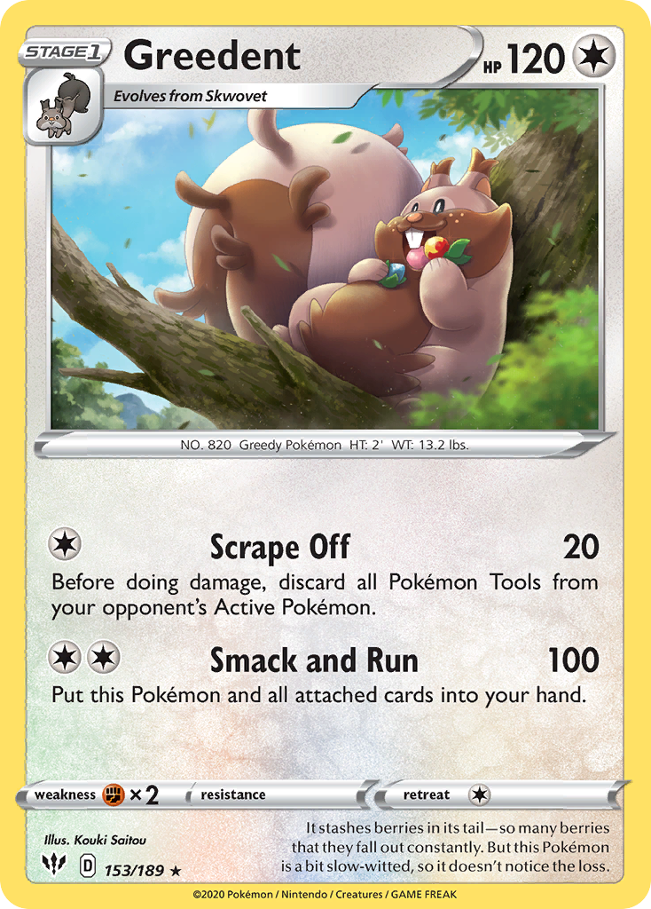 Greedent (153/189) [Sword & Shield: Darkness Ablaze] Reverse Holofoil